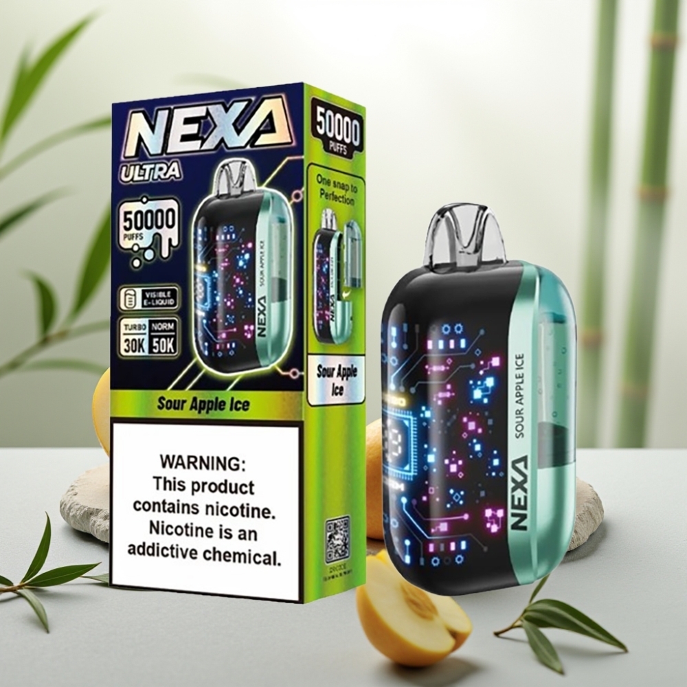 NEXA Ultra 50K Disposable Vape Măr Acid Înghețat 20ml 800mAh 5% 0.9ohm