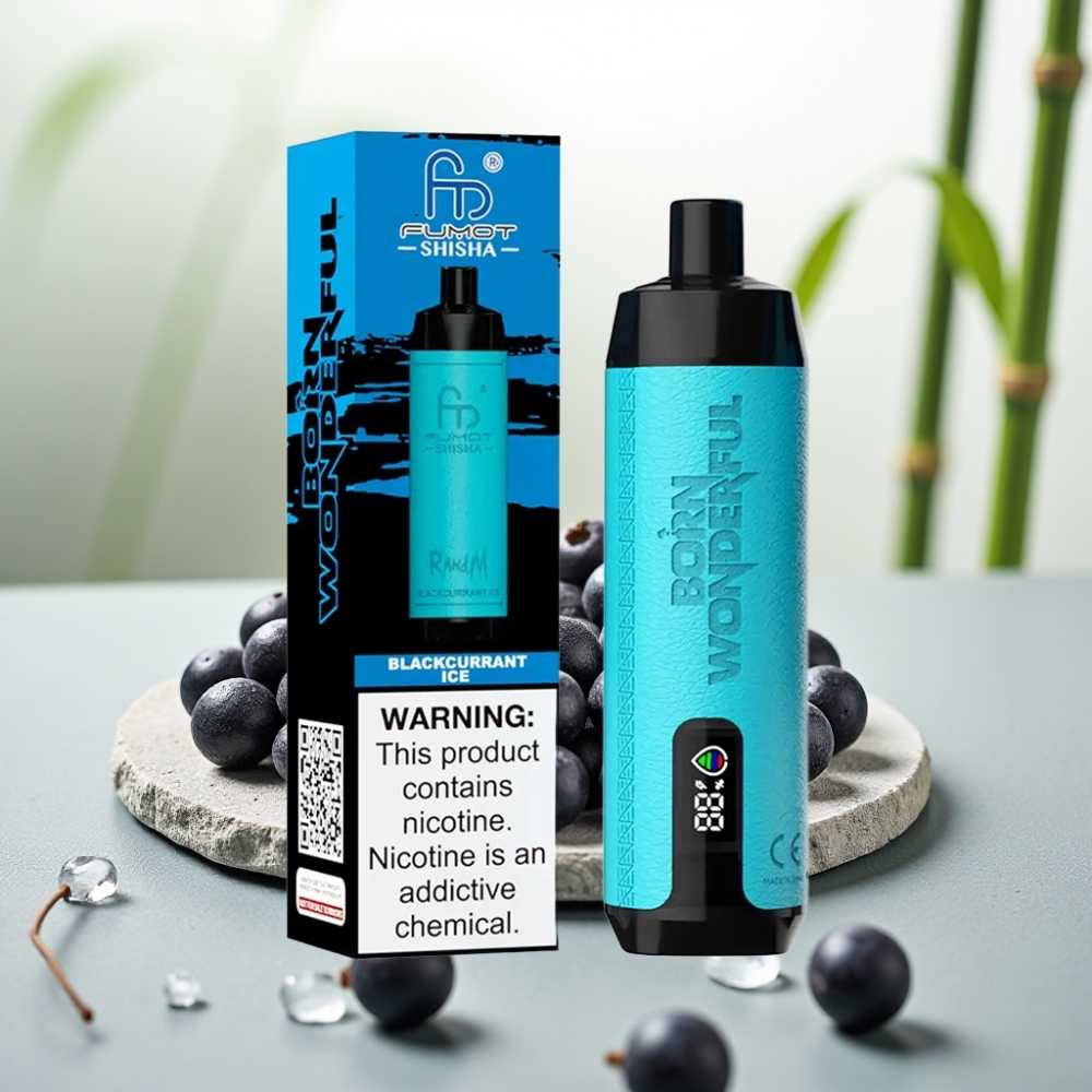 RandM Fumot Shisha 10000 Puffs - Coșmelie de Coacăz Negru și Gheață, 18ml, 0.5% Nicotină