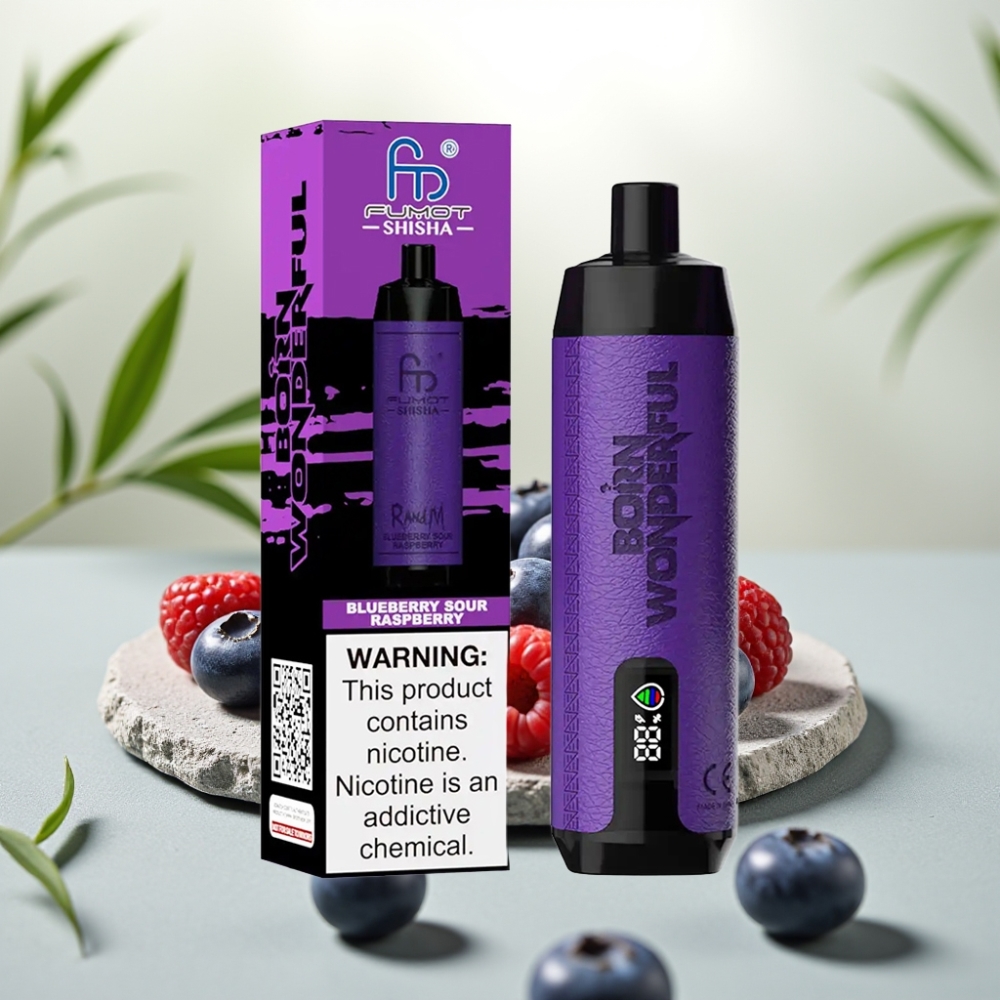RandM Fumot Shisha 10000 Puffs Disposable Vape Afine Zmeură Acră, 18ml, 0.5% Nicotină