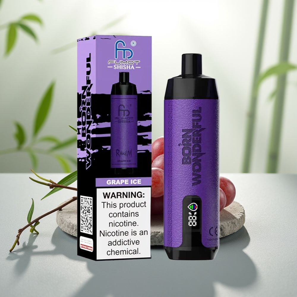 RandM Fumot Shisha 10000 Puffs Disposable Vape Gheață de Struguri, 18ml, 0.5% Nicotină