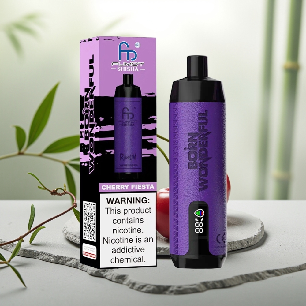 RandM Fumot Shisha 10000 Puffs Disposable Vape Petrecere de Cireșe, 18ml, 0.5% Nicotină