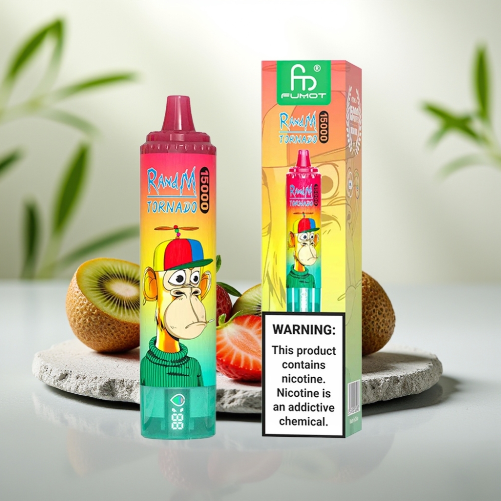 Fumot RandM Tornado 15000 Puffs Capsuni Kiwi, 25ml, 850mAh, 0.9 Ohm Mesh