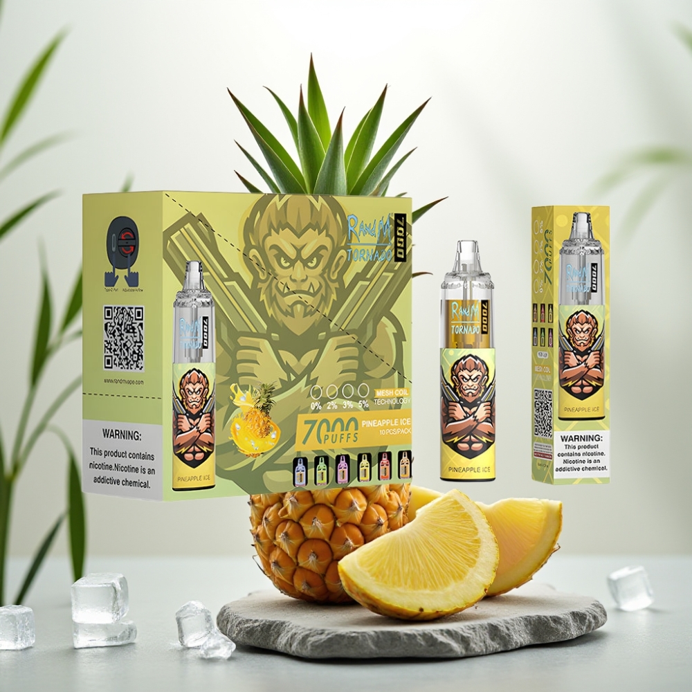 Fumot Tornado 7000 Disposable Vape Ananas Gheata, 14ML, 7000 Puffuri, 850MAH