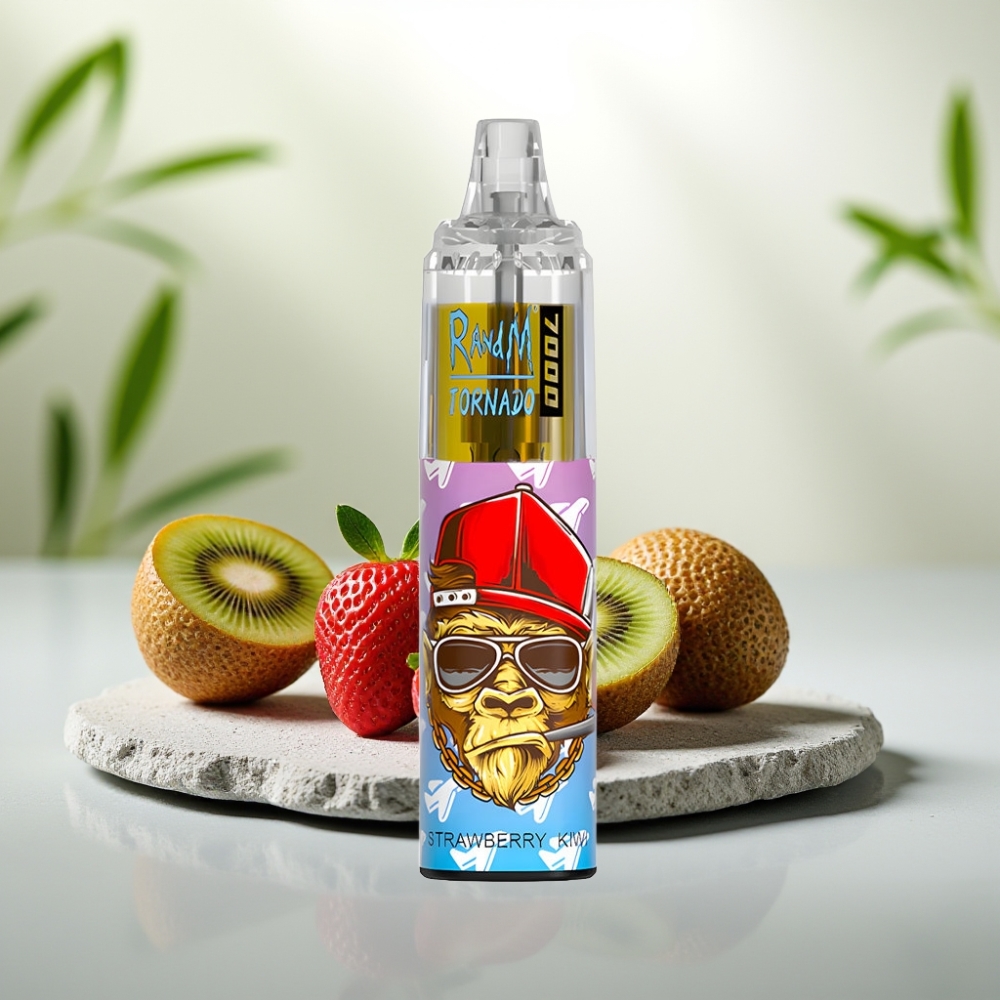Fumot Tornado 7000 Disposable Vape Căpșuni Kiwi, 14ML, 850MAH, 5% Nicotin