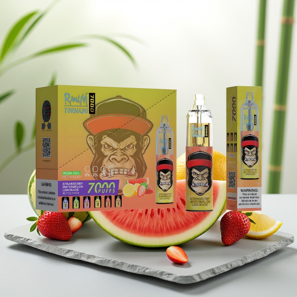 Fumot Tornado 7000 Disposable Vape Capsuni Pepene Limonadă 14ML 850MAH Mesh