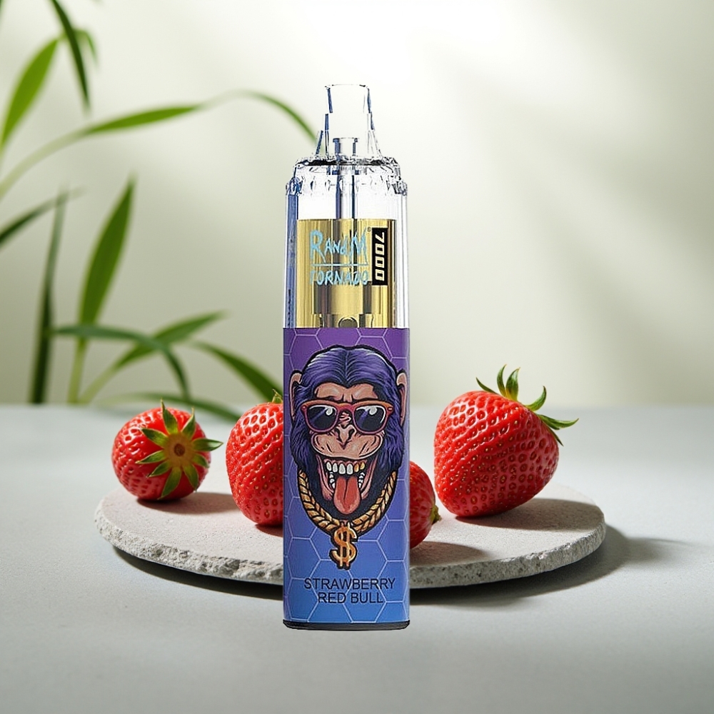 Fumot Tornado 7000 Disposable Vape Capsuni Red Bull, 14ML, 850MAH, Rețea, Type-C