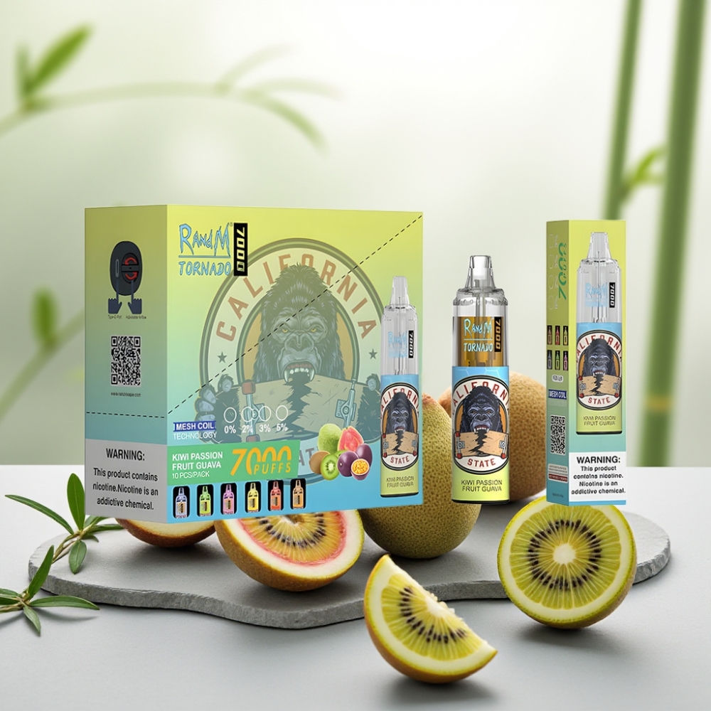 Fumot Tornado 7000 Disposable Vape Kiwi Fructul Pasării Guava 7000 Pufări 14ML 850MAH