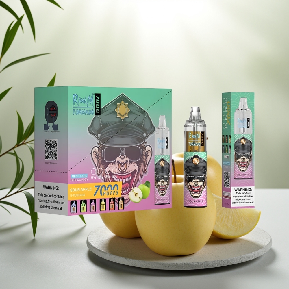 Fumot Tornado 7000 Disposable Vape Măr Acid 14ML 850MAH 5% Nicotină