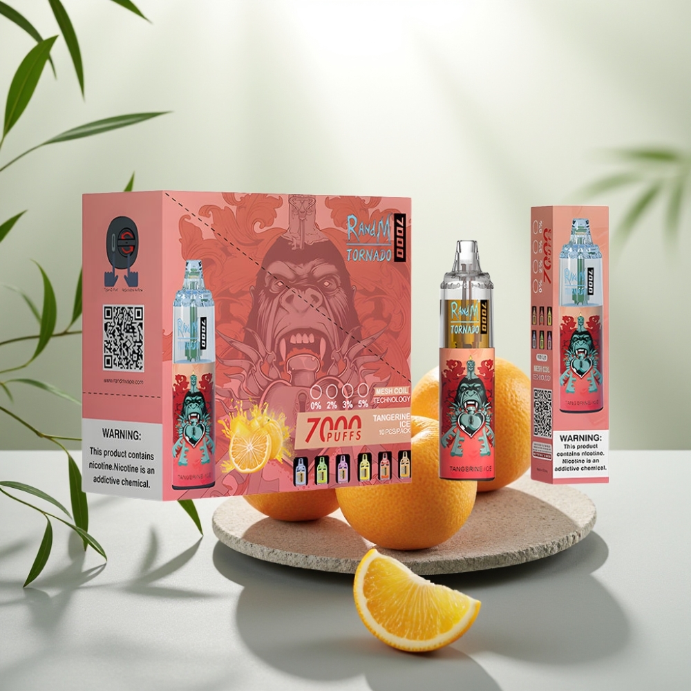 Fumot Tornado 7000 Disposable Vape Mandarina Înghețată, 14ML, 850MAH, Rețea