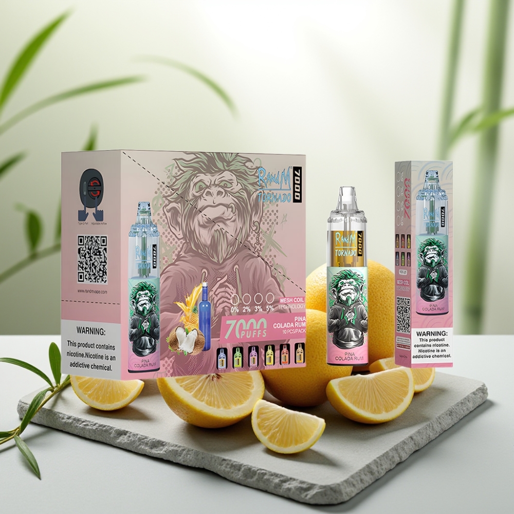 Fumot Tornado 7000 Pufuri Disposable Vape Pina Colada Rom, 14ML, 850MAH, Bobină Mesh
