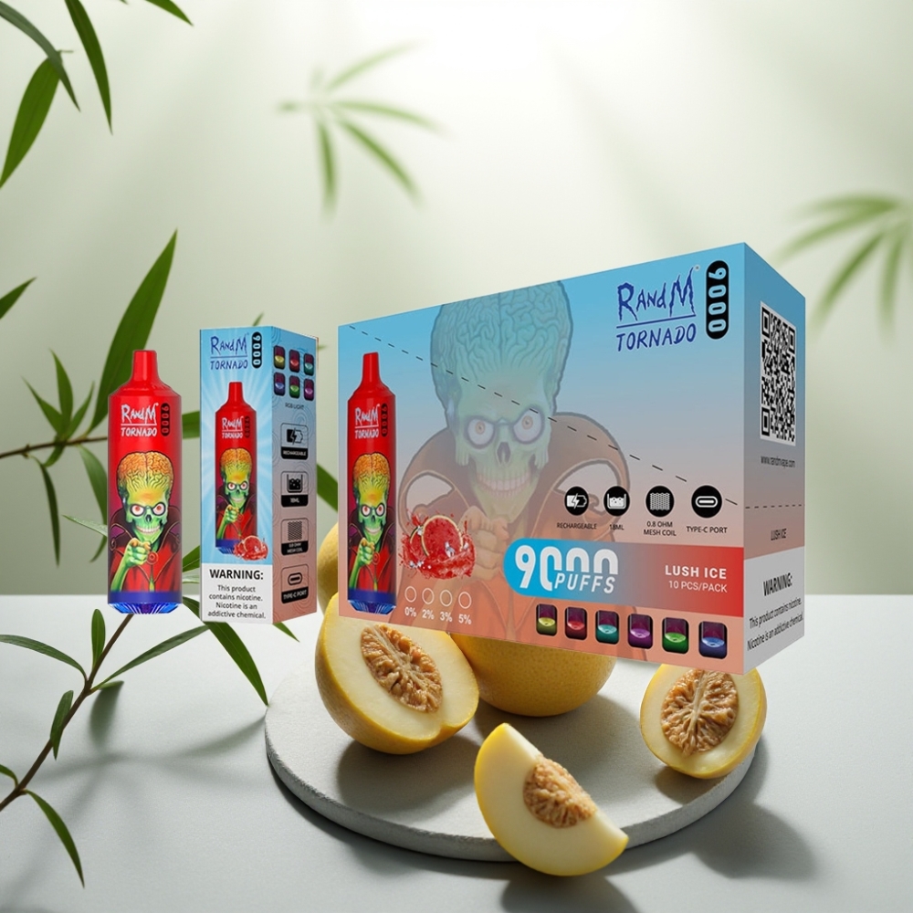 RandM Tornado 9000 Puffs 18 mL Gheață Luxuriantă, 850 mAh, Display RGB
