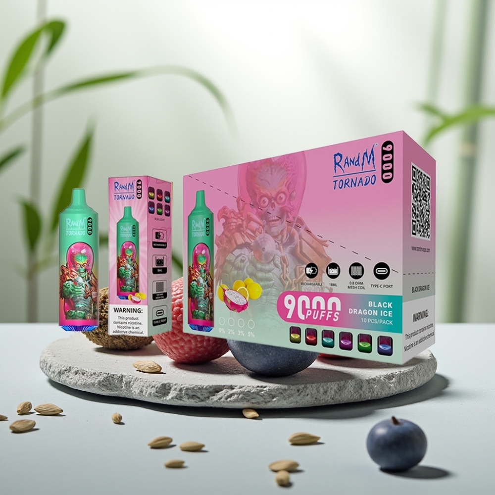RandM Tornado 9000 Puffs - 18mL, 850mAh, Afinează Razz Kush Albastru, Bobină Mesh