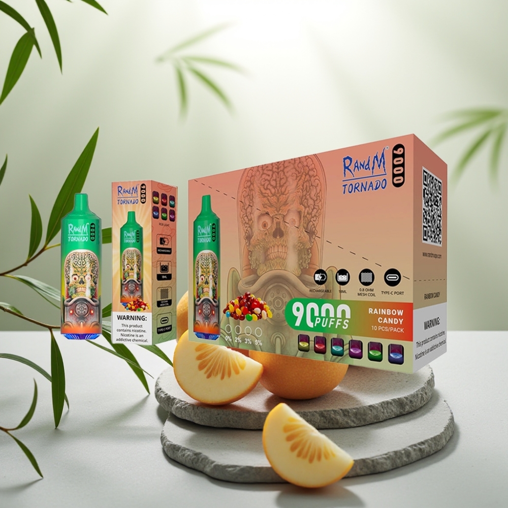 RandM Tornado 9000 Puffs Bomboane Curcubeu, 18 mL, 850 mAh, Mesh Coil