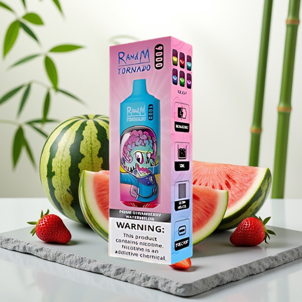 RandM Tornado 9000 Puffs Capsuni Primo Pepene Verde, 18mL, 850mAh, Mesh Coil