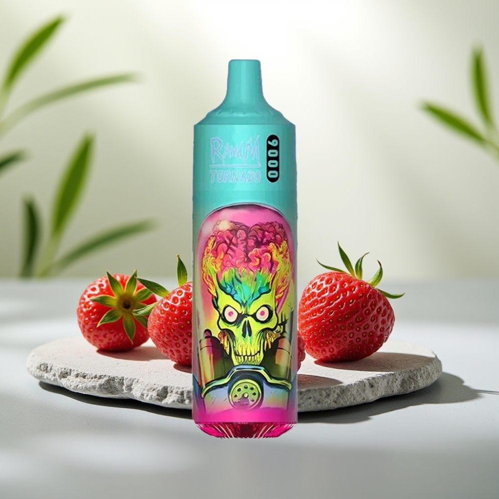 RandM Tornado 9000 Puffs Capsuni Zmeura 850mAh 18mL Mesh Coil RGB Display