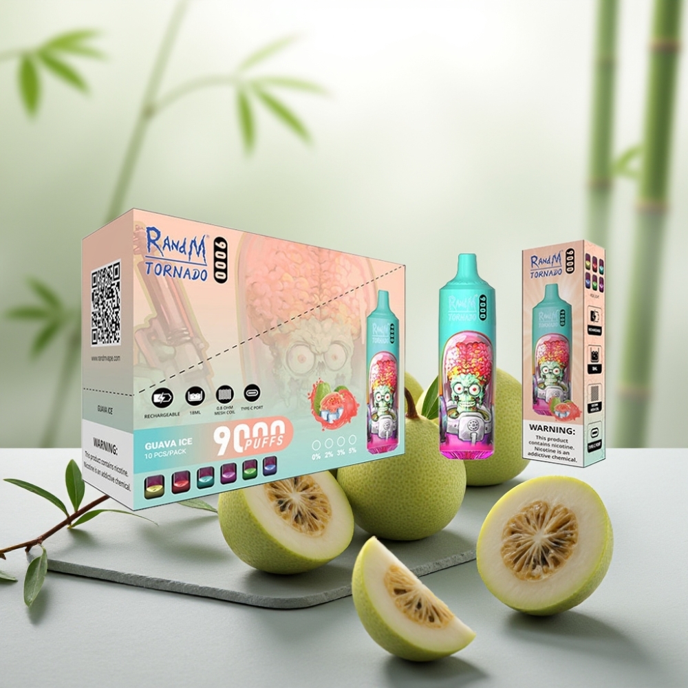 RandM Tornado 9000 Puffs Guava Gheață 18mL 850mAh Display RGB