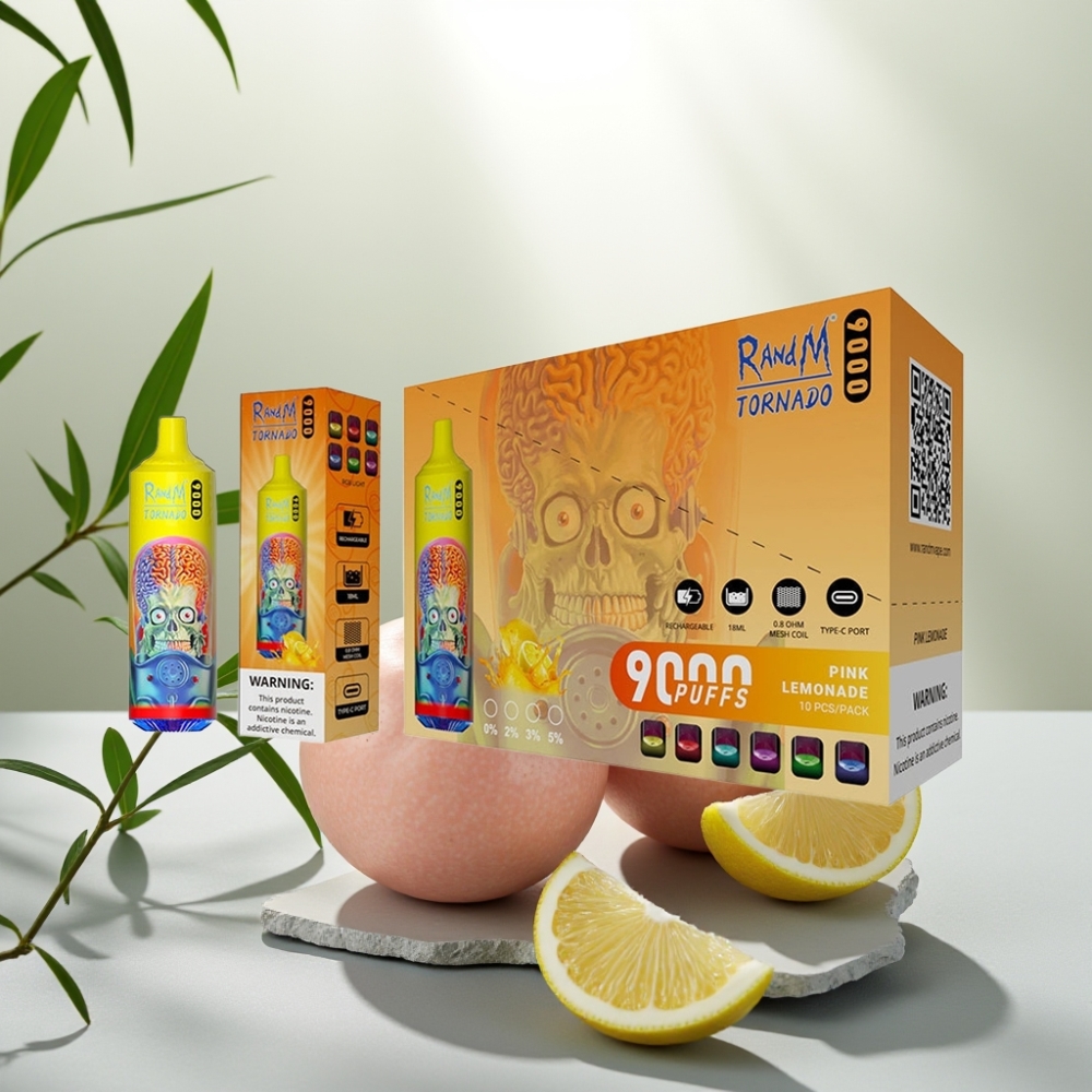 RandM Tornado 9000 Puffs Lămâie Roză, 18 mL, 850 mAh, Display RGB