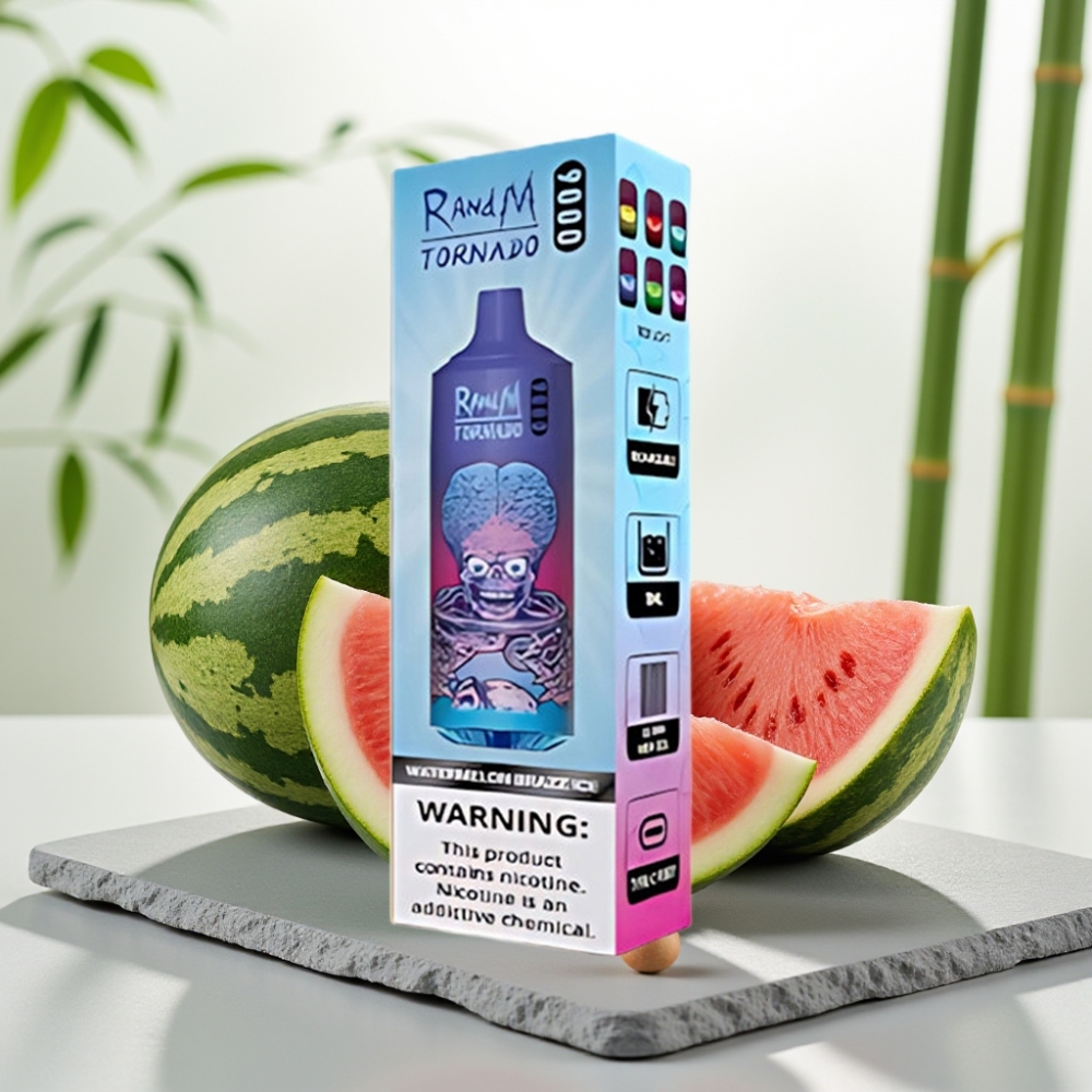 RandM Tornado 9000 Puffs Pepene Brazz Ice, 18mL, 850mAh, Mesh Coil