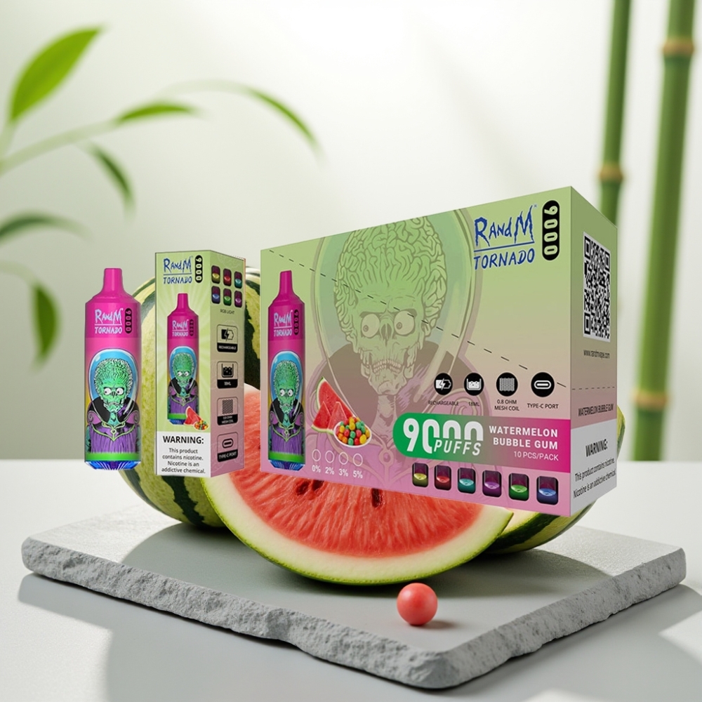 RandM Tornado 9000 Puffs Pufăi, 18 mL, Baterie 850 mAh, Aroma Pepene Gumă Balon