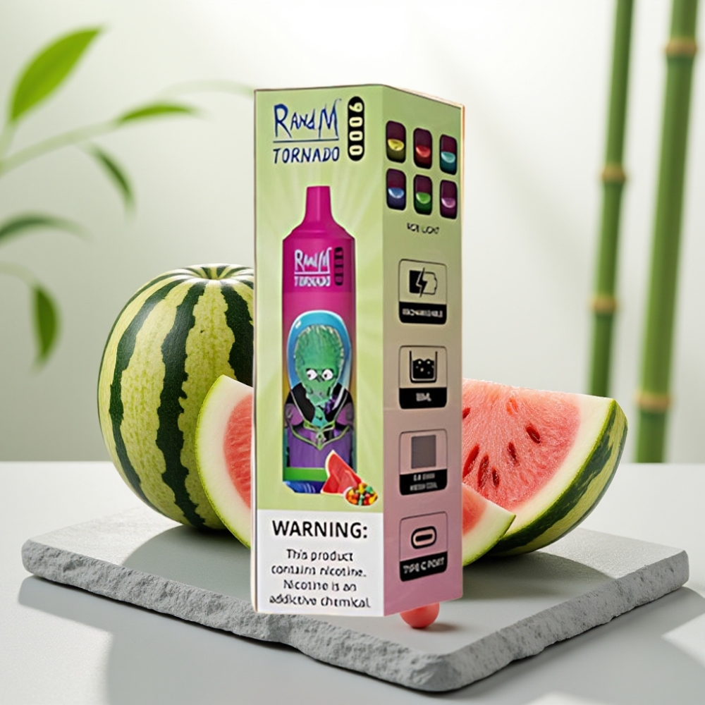 RandM Tornado 9000 Puffs Pufăi, 18 mL, Baterie 850 mAh, Aroma Pepene Gumă Balon